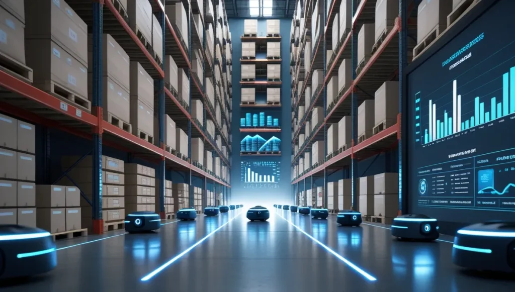 Futuristic warehouse showcasing warehouse space optimization strategies