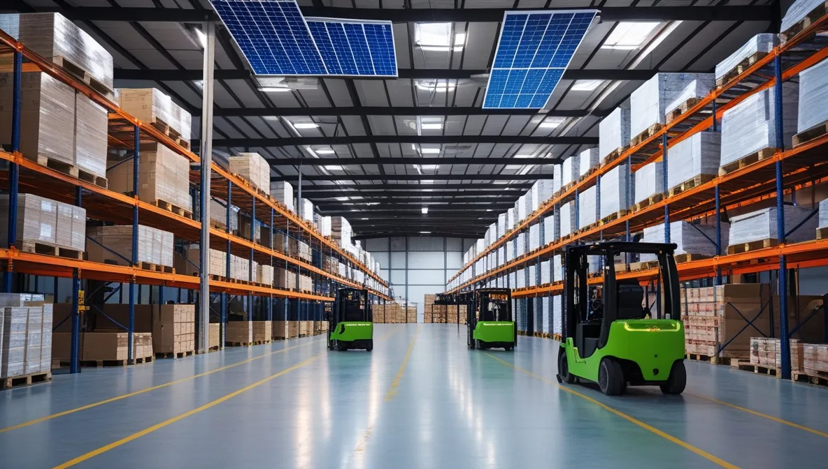 Green warehouse showcasing warehouse space optimization and sustainability