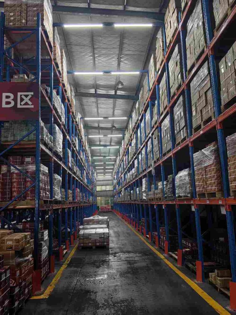 Custom Heavy-Duty Beam Racking with adjustable beams for flexible storage.