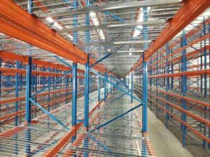 Automated industrial racking systems with robotic pallet retrieval
