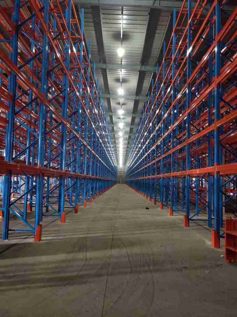 close-up teardrop connector on industrial modular racking solutions