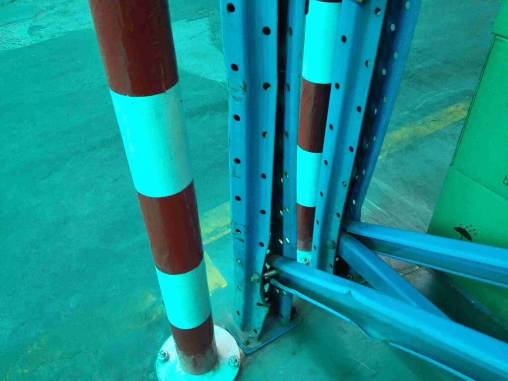 Green amber red damage classification during beam racking inspection frequency showing severity levels