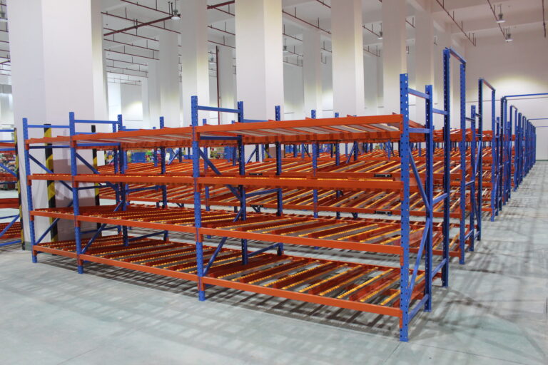 High-density mobile pallet racking systems in warehouse