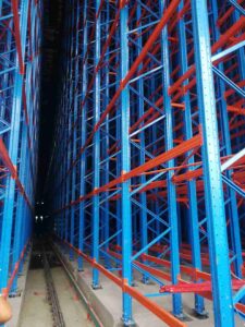 Selective narrow aisle racking​​ in a high-density warehouse layout