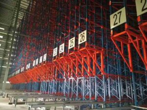automated warehouse racking system ASRS retrieving pallets​