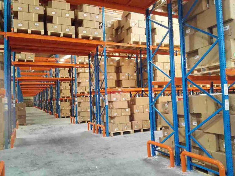 ​​Beam racking damage prevention​​ with forklift impact guards