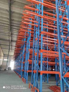 ​​Narrow aisle racking vs standard​​ storage density comparison showing 50% more pallet positions
