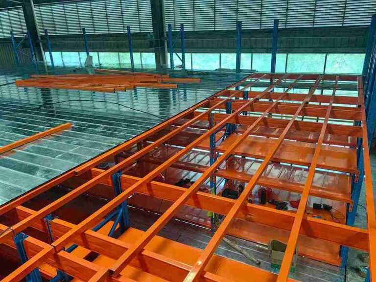 racking supported mezzanine installation avoiding disruptive warehouse construction