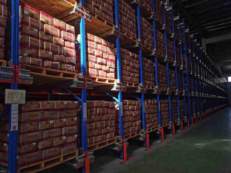 Close-up comparing beam deflection levels affecting shuttle racking load capacity stability