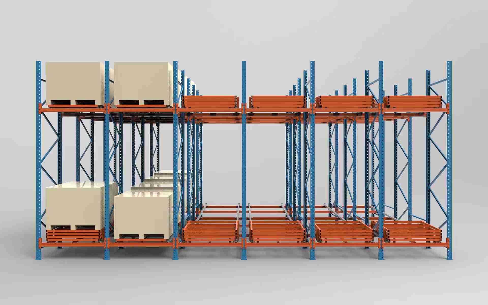 Key components of a heavy-duty push-back racking cart