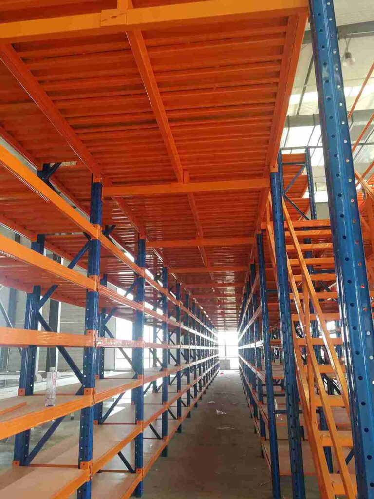 Automated conveyor integration with mezzanine racking for manufacturing