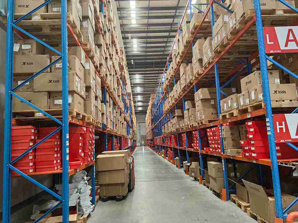 High-density push-back shelf racking for pharmaceutical warehouse storage