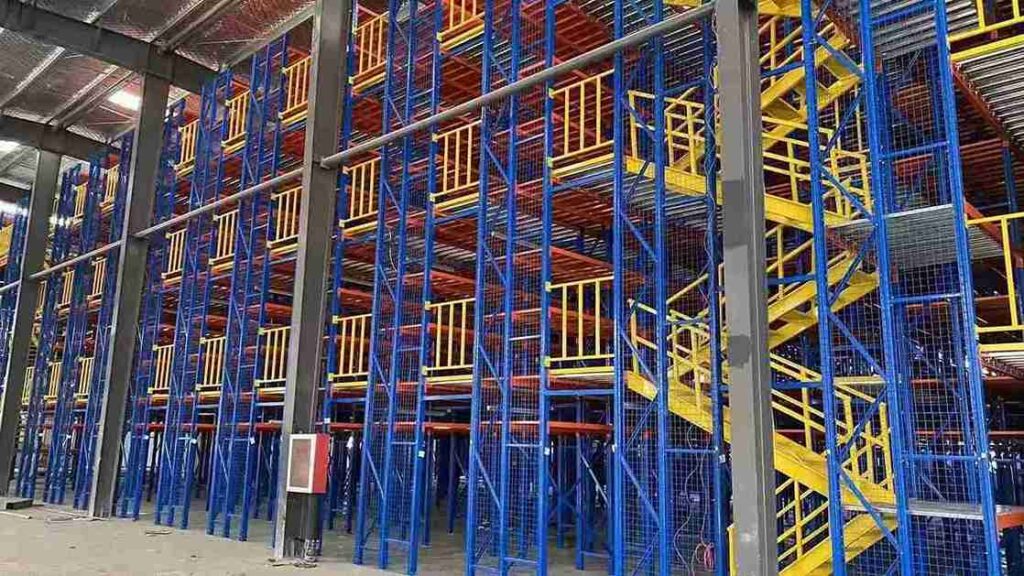 Multifunctional applications of engineered mezzanine racking for retail stores