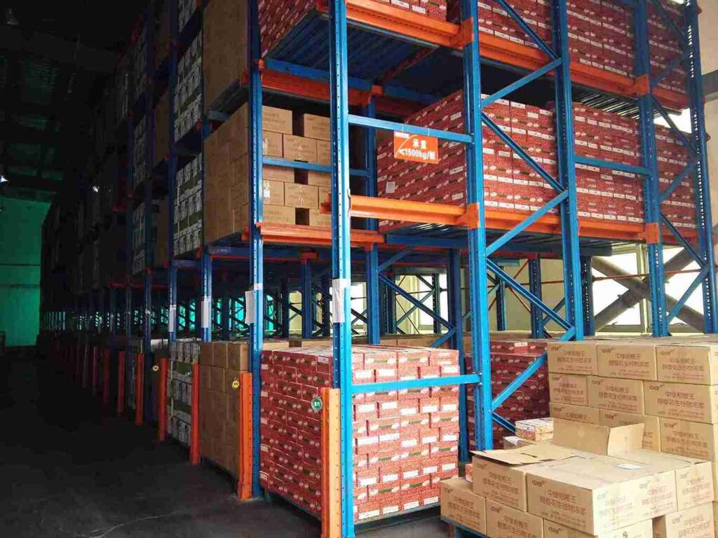 Heavy-Duty Drive-In Racking with automated shuttle rail flatness tolerance 1.5mm shuttle speed 4m per second digital twin WCS integration