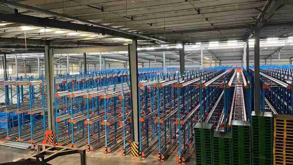 High Density Pallet Shuttle System deployed in automotive manufacturing warehouse for just-in-time storage
