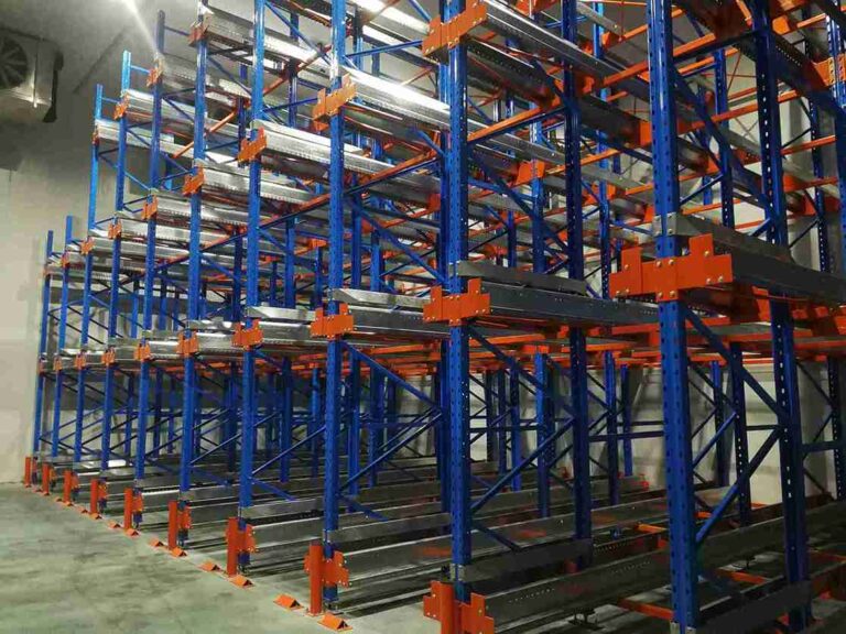 High-density pallet shuttle system in -25°C pharma cold storage warehouse maintaining storage density for vaccine pallets