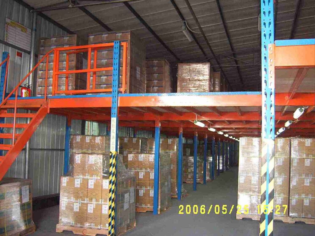 automation mezzanine floor doubling space in pharmaceutical bulk warehouse