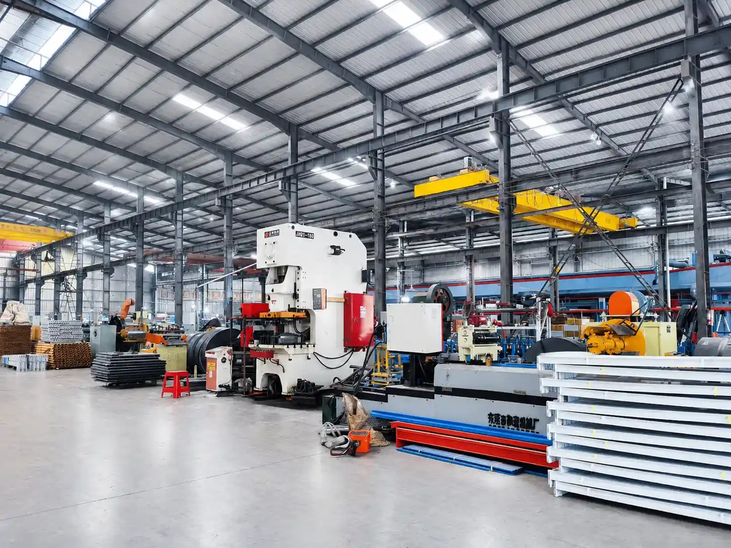 Pallet Racking Manufacturer Workshop Overview Overhead Crane Punching Roll Forming Plant