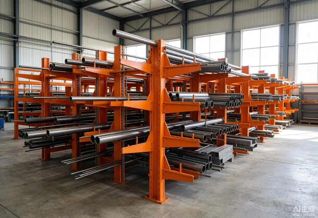 Custom Warehouse Shelving Cantilever Racks Long Steel Pipe Storage Metal Fabrication