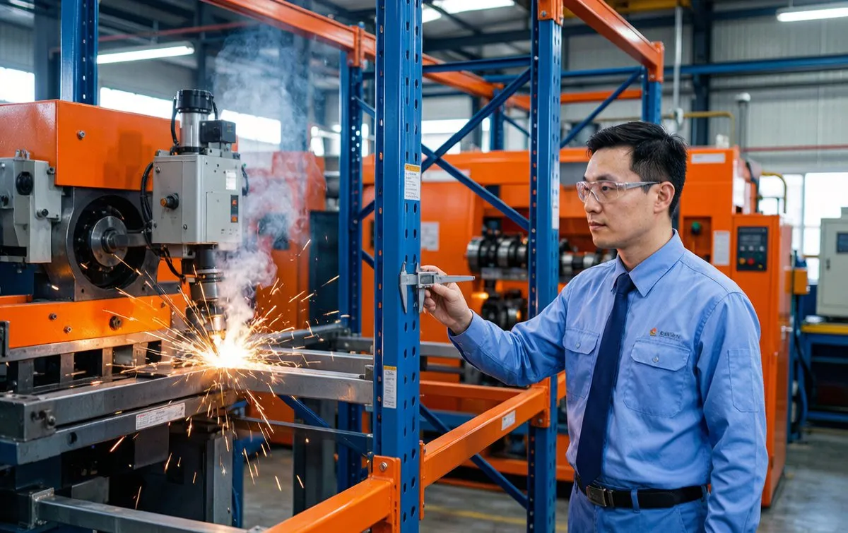 Custom Warehouse Shelving Engineer Caliper Measurement Upright Post Laser Cutting