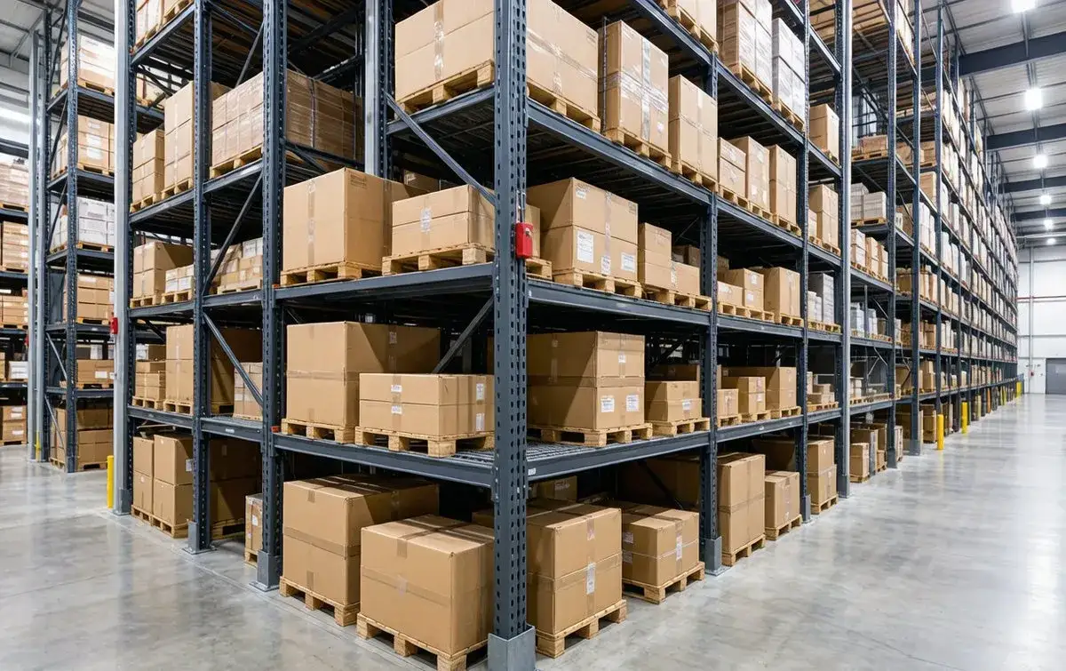Custom Warehouse Shelving High Density Vertical Storage System Palletized Goods Racks