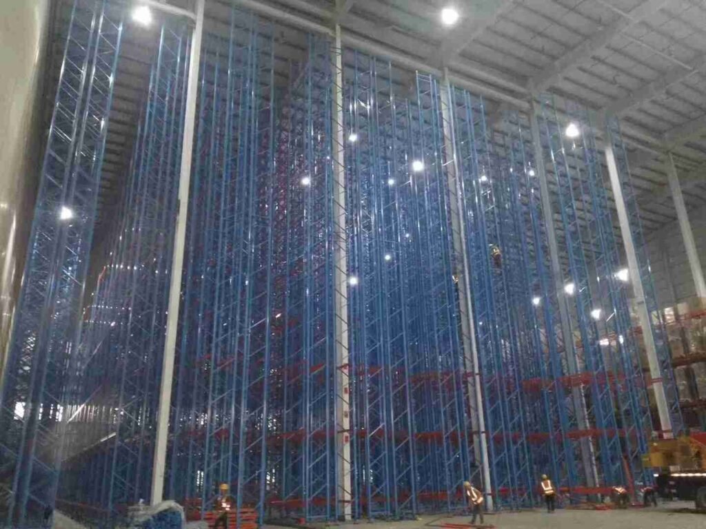Safety Protection Devices On Stacker Crane In High Bay Warehouse